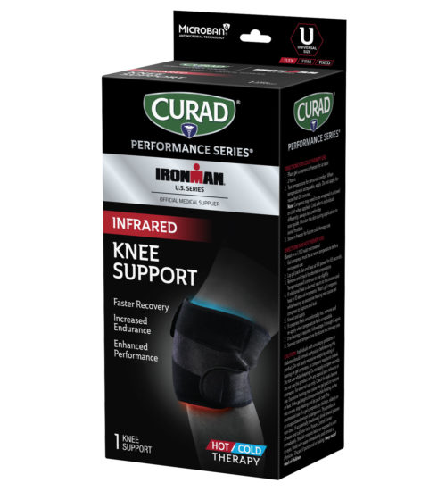 CURAD Performance Series IRONMAN Infrared knee Support, Hot/Cold, Universal, 1 count left angle