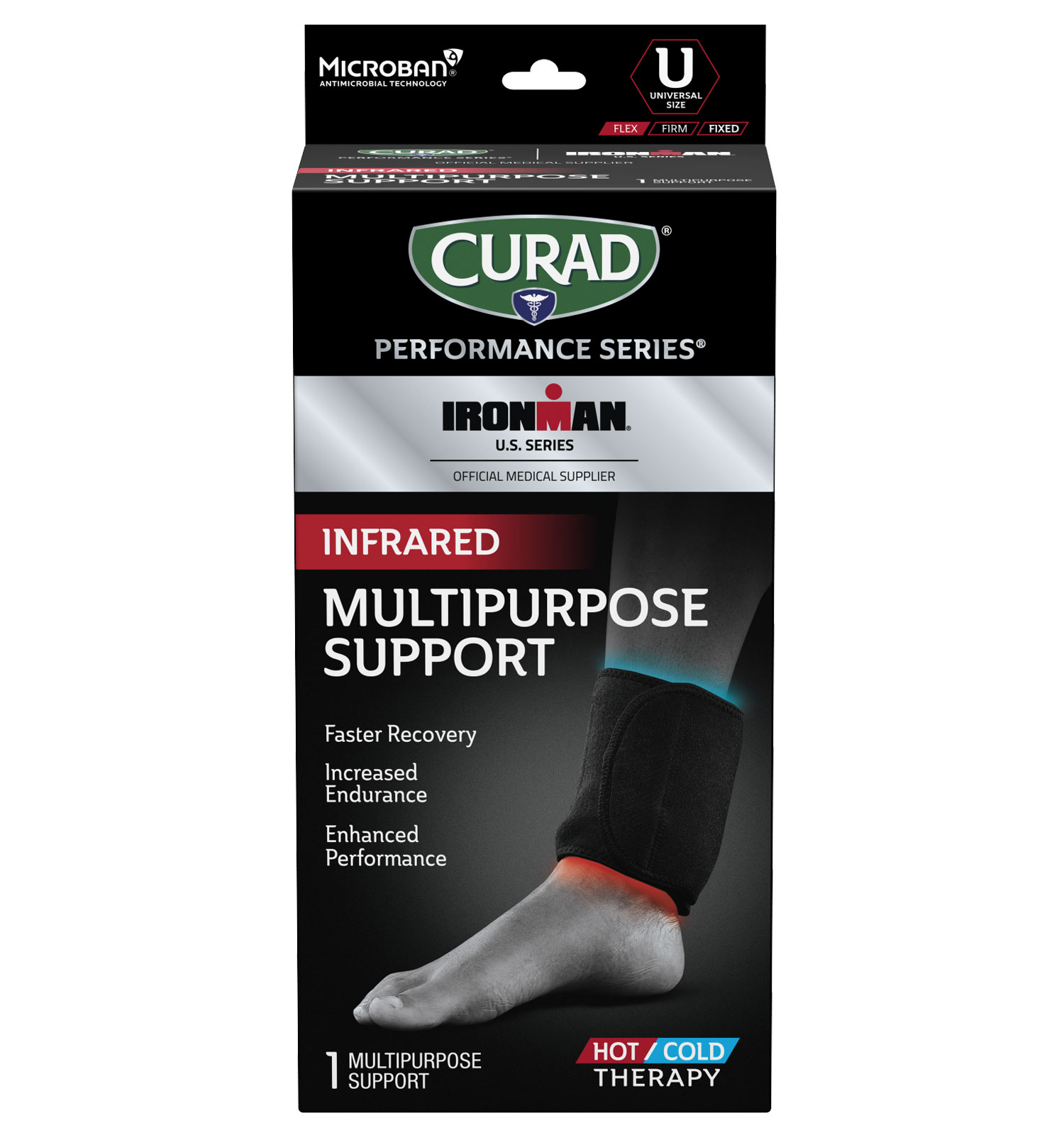 CURAD Performance Series IRONMAN Infrared Ankle Support, Elastic
