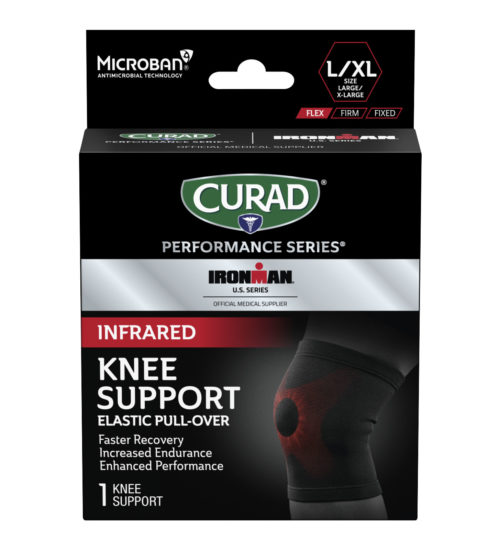 CURAD Performance Series IRONMAN Infrared Knee Support, Elastic, Large/X-Large, 1 count front angle