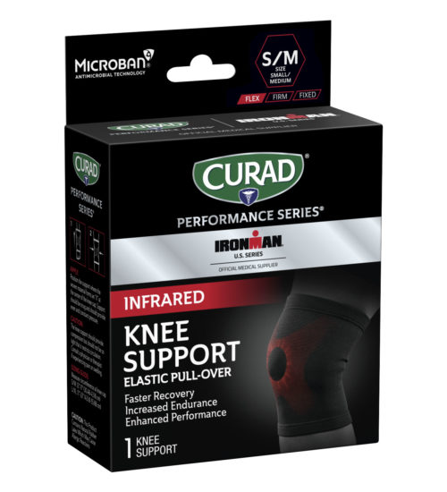 CURAD Performance Series IRONMAN Infrared Knee Support, Elastic, Small/Medium, 1 count right angle