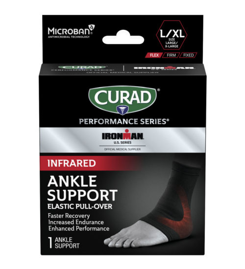 CURAD Performance Series IRONMAN Infrared Ankle Support, Elastic, Small/Medium 1 count front angle
