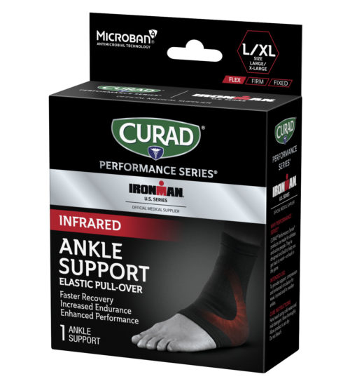 CURAD Performance Series IRONMAN Infrared Ankle Support, Elastic, Small/Medium 1 count left angle