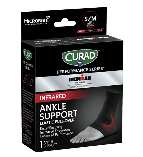 Image of CURAD Performance Series IRONMAN Infrared Ankle Support, Elastic, small/med, 1 count