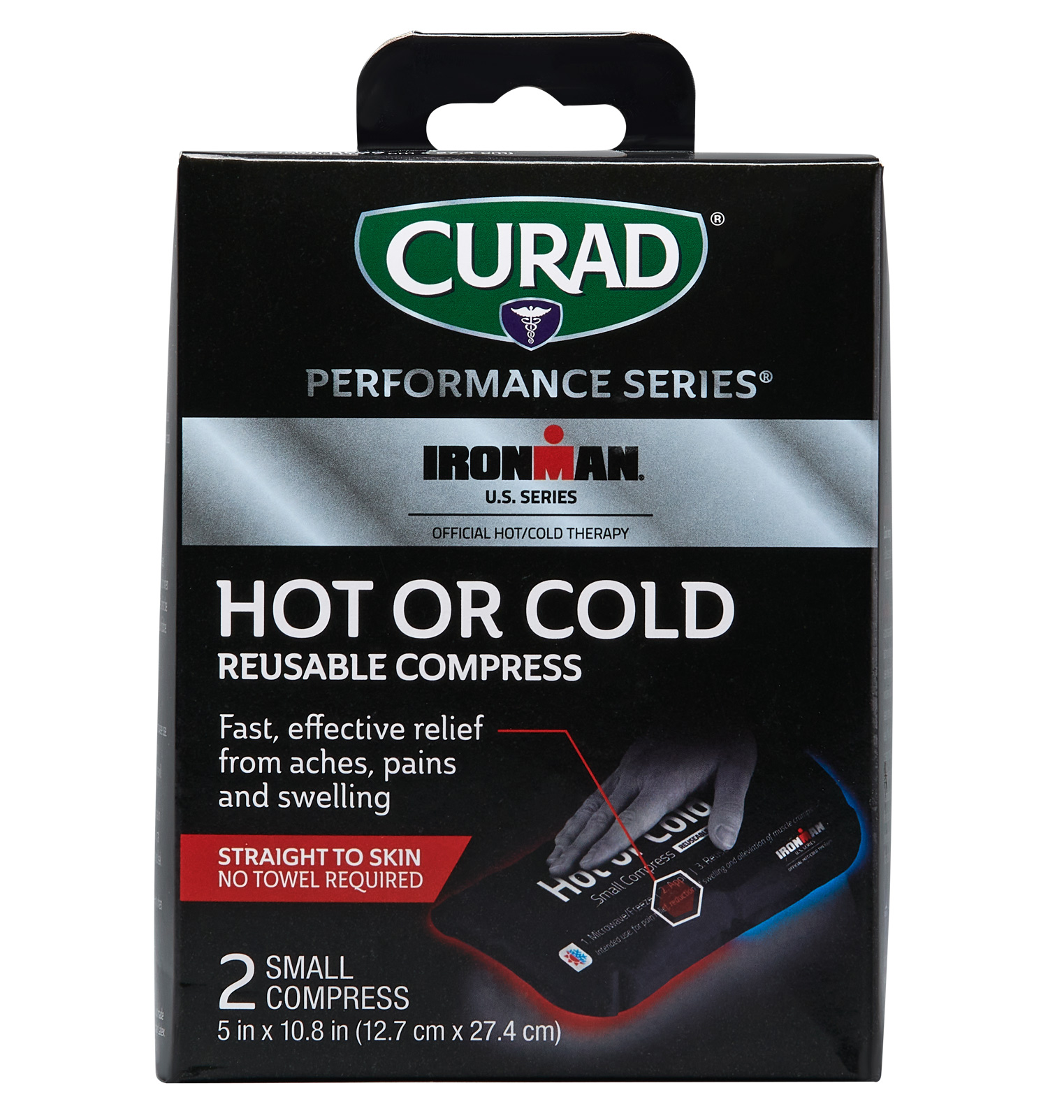 CURAD Performance Series IRONMAN Hot & Cold Reusable Compress, Small, 2  count