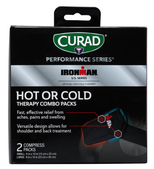 CURAD Performance Series IRONMAN Hot & Cold Reusable Compress Combo Pack with Wraps, Small & Large, 2 count front side