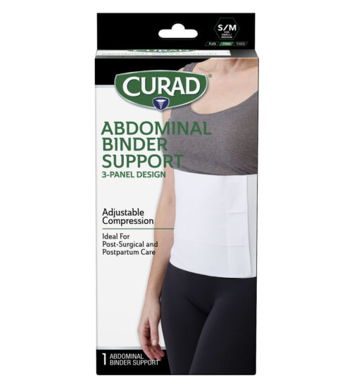 CURAD Abdominal Binder Support, 3-Panel Design, Small/Medium, 1 count front side