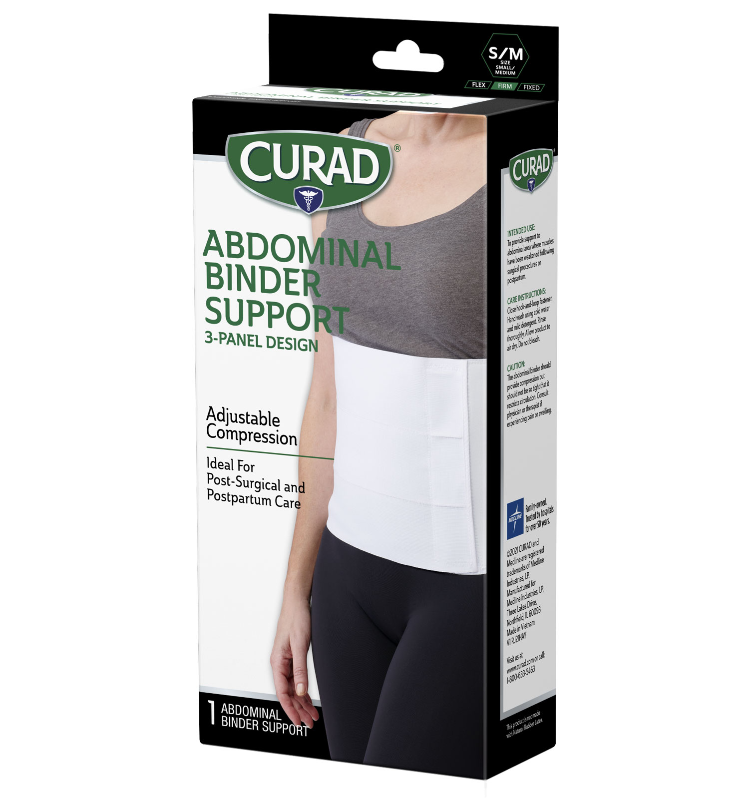 CURAD Abdominal Binder Support, 3-Panel Design, Small/Medium, 1