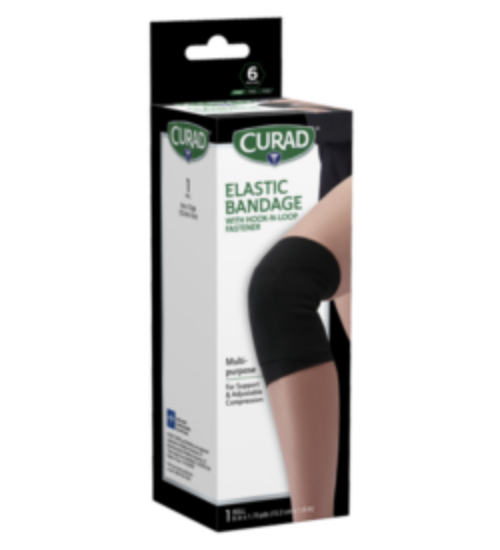 Image of CURAD 6" Elastic Bandage, Hook-N-Loop, Black, 1 count