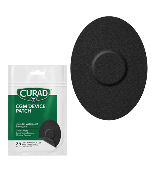 Image of Curad  Black CGM Patches (25-Count) | 3.13" x 4.13" Continuous Glucose Monitor Patches