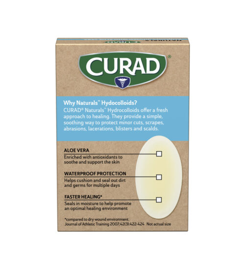 CURAD® Naturals™ Aloe Vera Hydrocolloid Bandages, Heel, 1.1