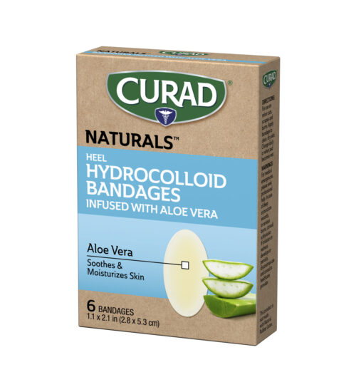 CURAD® Naturals™ Aloe Vera Hydrocolloid Bandages, Heel, 1.1