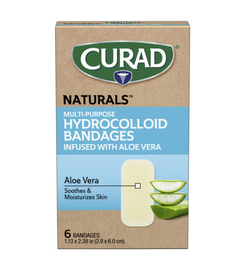 CURAD® Naturals™ Aloe Vera Hydrocolloid Bandages, Multi-Purpose, 1.13