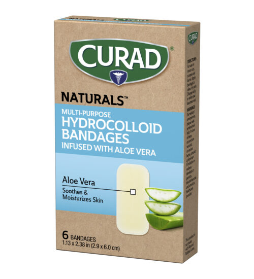 CURAD® Naturals™ Aloe Vera Hydrocolloid Bandages, Multi-Purpose, 1.13